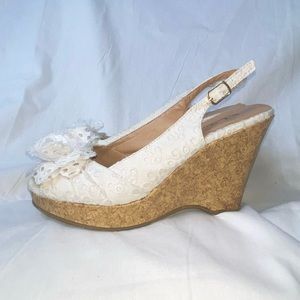 Chinese Laundry, eyelet, peep-toe, slingback, wedge
